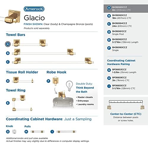 Amerock Glacio 8" Clear/Champagne Bronze Towel Bar