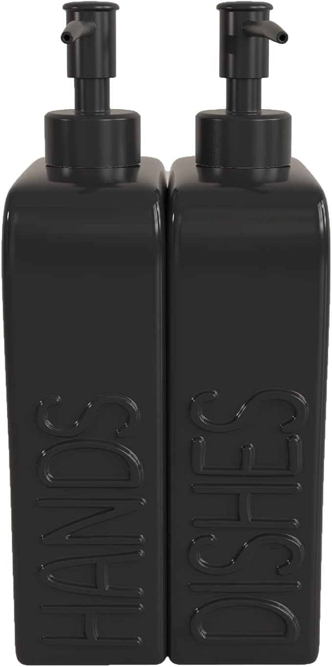 Soap Dispenser Set with Stainless Steel Pump, 2 Pack Ceramic Refillable Dish - Image 6