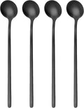 Gjinxi 4pc Satin Black Stainless Steel Coffee Spoons, 6.7 Inch Mini Teaspoons by Gjinxi