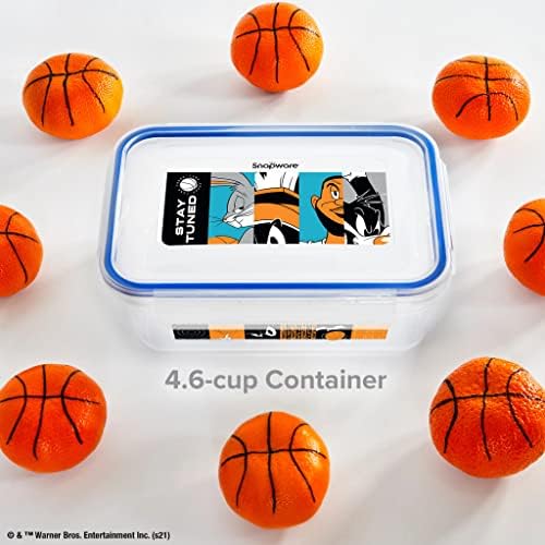 Snapware 8-Pc Plastic Food Storage Container Set, 4.6-Cup & 3-Cup Meal Prep Containers with Lid, BPA-Free Lids with 4 Tab Locking Lids, Dishwasher, Microwave, and Freezer Safe, Space Jam: A New Legacy