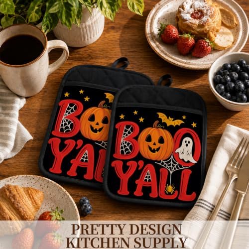 Boo Y'all Halloween Pot Holders for Kitchen 2 Pack Set