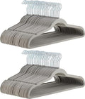 Amazon Basics Slim Velvet Non-Slip Space Saving Suit Clothes Hangers for Closet Organization, Gray/Silver, 100-Pack