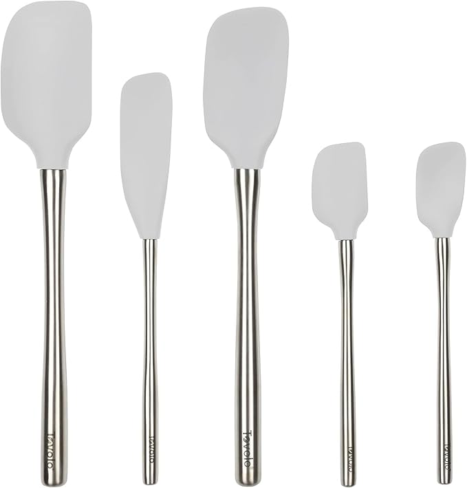 Tovolo Stainless Steel Handled Silicone Spatula Set of 5 Oyster Gray, by Tovolo