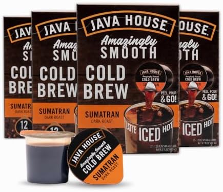 Java House Cold Brew Coffee Concentrate Single Serve Liquid Pods, Sumatran, 1.35 Fl Oz (Pack of 48)