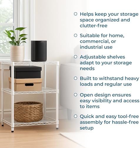 Honey-Can-Do 3-Tier White Wire Shelf, NSF, 250 lb/Shelf, 14x24x30 in