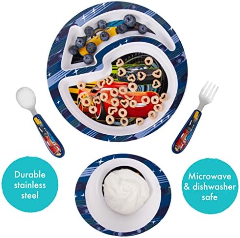 The First Years Disney/Pixar Cars Dinnerware Set - Toddler Plates and Toddler Utensils - 4 Count