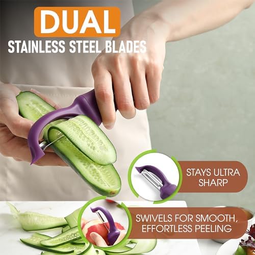 Spring Chef Swivel Potato Peeler with Ergonomic Handle, Purple