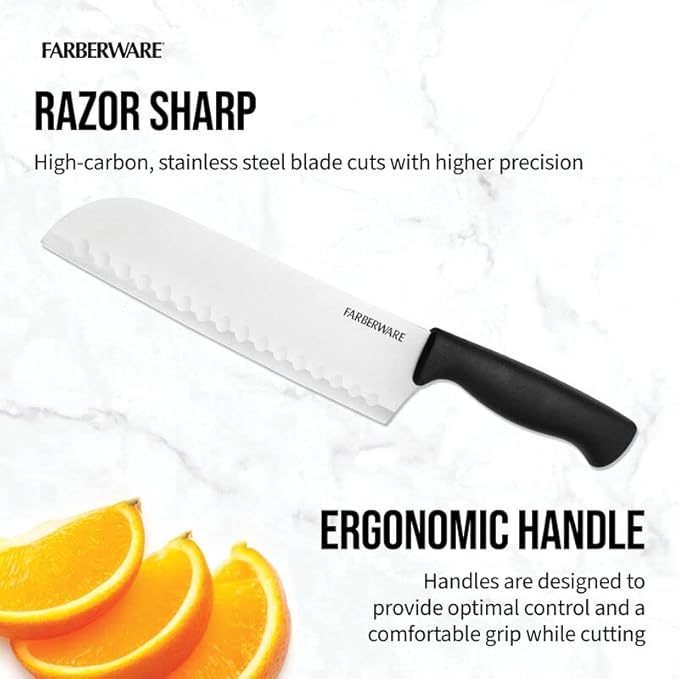 Farberware EdgeKeeper Santoko Knife, 7-inch Santoku, Stainless Steel - Image 6