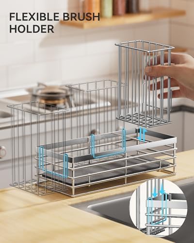 Yofidra Sink Caddy With Stone Drying Tray, Silver, M