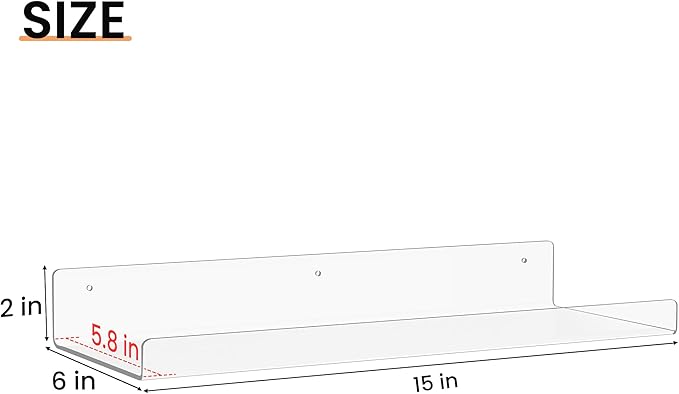upsimples 4 Pack 15x6 Inches Acrylic Bathroom Shelves - Image 3