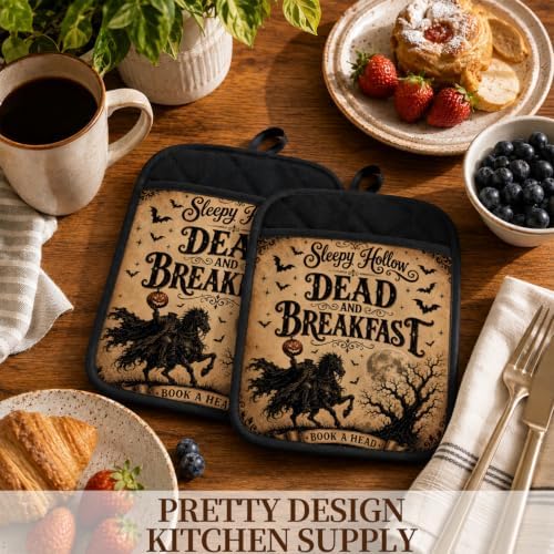 Halloween Headless Horseman Pot Holders for Kitchen 2 Pack Set