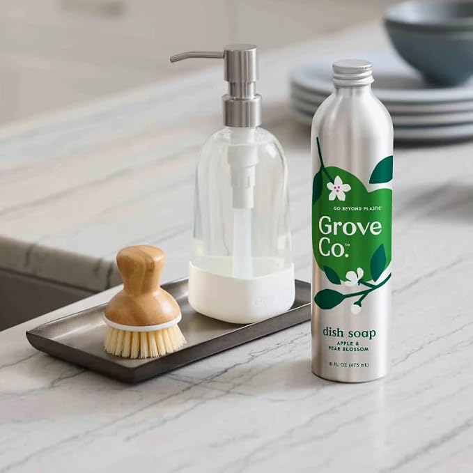 Grove Co. Dish Soap Refill, 1 x 16 fl oz Refill, Apple & Pear Blossom | Plastic-Free; Removes Stuck on Food; USDA Biobased; 98% plant-based ingredients; Natural Fragrance