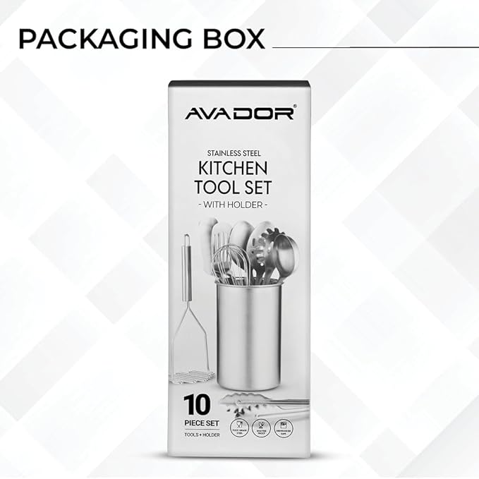 Avador® Premium Set of 10 Stainless Steel Kitchen Tool Set - Image 4