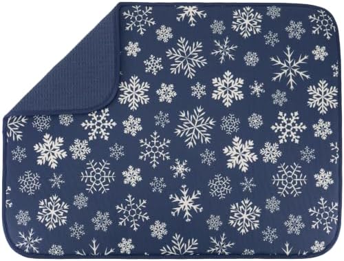 S&T INC. Dish Drying Mat, 18" x 24", XL, Blue Snowflakes
