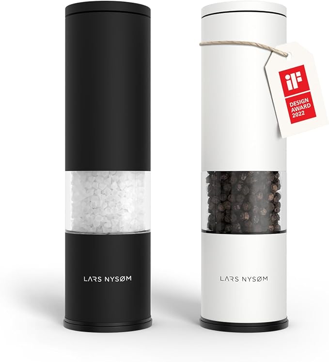 LARS NYSØM Salt and Pepper Grinder Set Manual, Stainless Steel Salt and Pepper by LN