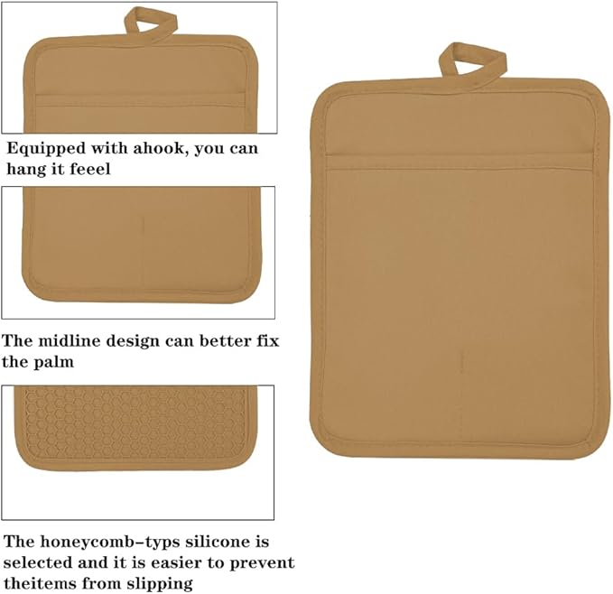 Oven Pot Holder with Pocket Cotton Heat Resistant Coaster Potholder Kitchen Hot - Image 3