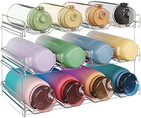 Lifewit Stackable Water Bottle Organizer for Cabinet, Clear Tumbler Holder