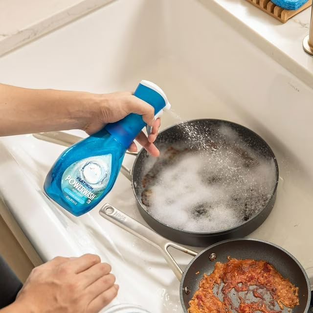 Kitchen Cleaning Bundle - Powerwash Dish Spray and kitchen Sink Organizer | Fresh scent dish cleaning spray; grease-cutting formula for dishes, pots, pans and kitchen surfaces