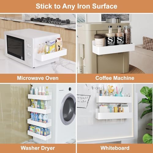 Mystozer Magnetic Spice Rack for Refrigerator White, 6 Pack