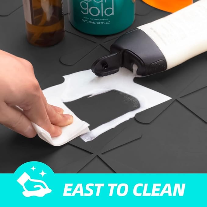 SIKADEER 22" x 22" Under Sink Mat Waterproof, Silicone Mat Kitchen Drawer Shelf - Image 6