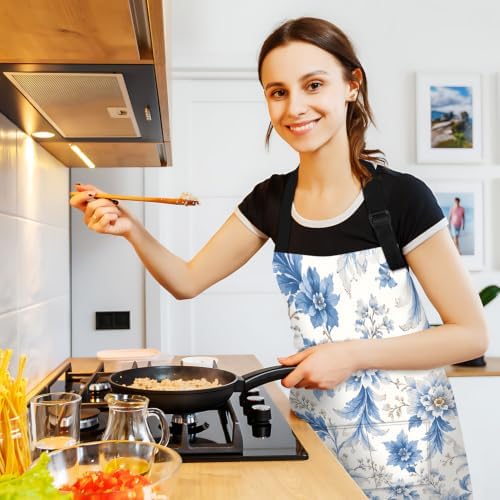 Adjustable Bib Apron with 2 Pockets for Cooking and Baking