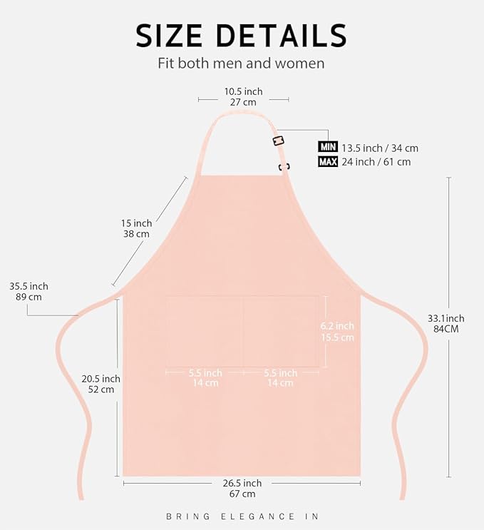 Syntus Apron for Men Women, Adjustable Cooking Kitchen Chef Aprons - Image 2