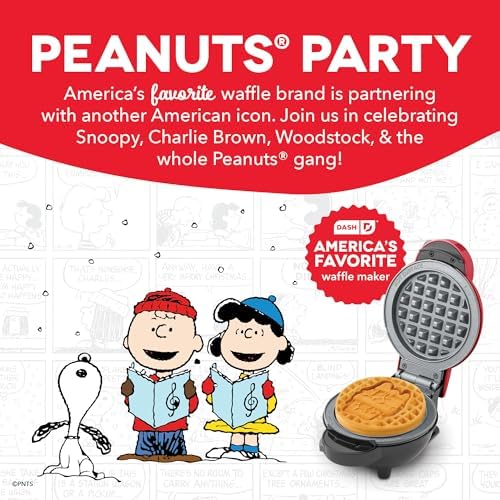 Peanuts x Dash Snoopy Holiday MultiMaker Mini Waffle Maker, Ceramic, Red