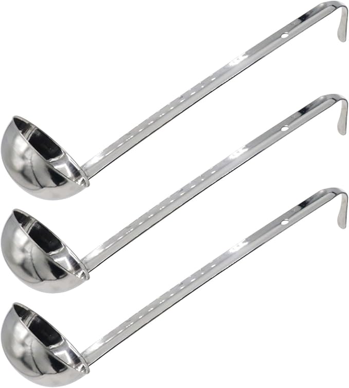 3 Pcs 3 oz Stainless Steel Soup Ladle Set, Long Handle Serving Spoons by Joyangy