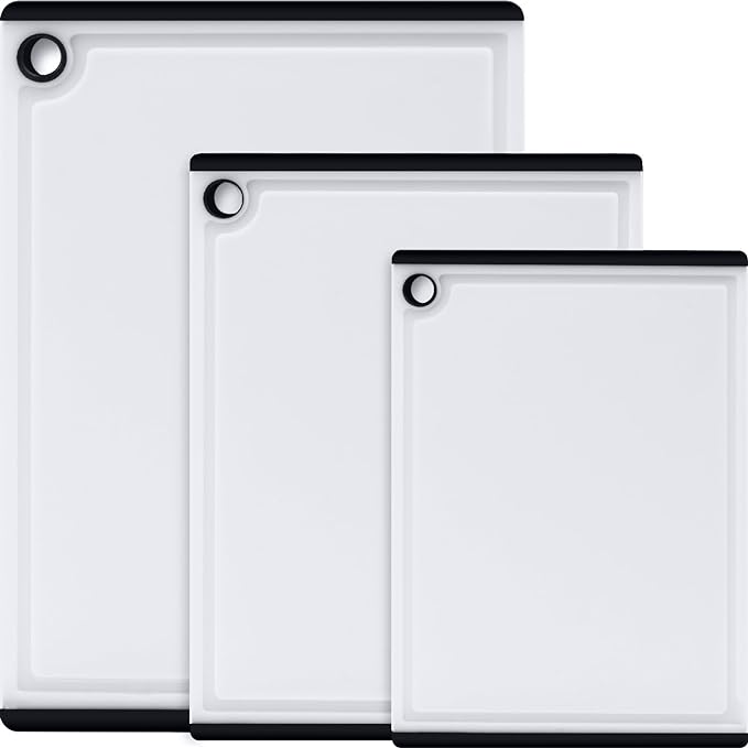 Kikcoin Plastic Cutting Boards for Kitchen, 3-Piece Large Cutting Board Set by Kikcoin