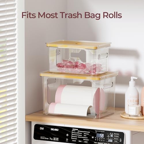 Delamu 2 Pack (XL+S) Trash Bag Dispenser, Stackable Garbage Bag Holder