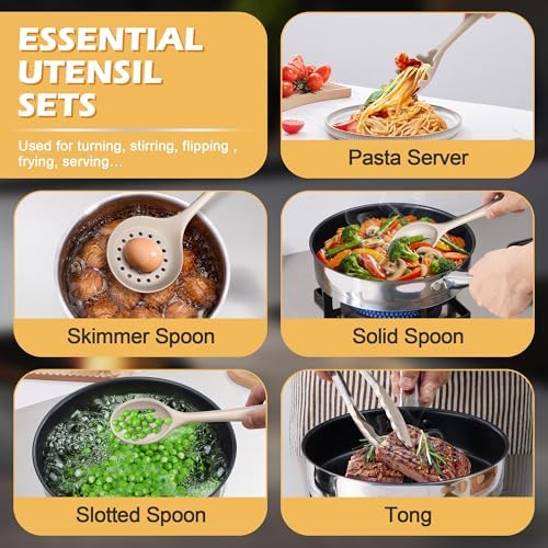 Homikit 15-Piece Kitchen Cooking Utensil Set, Silicone Utensils with Holder