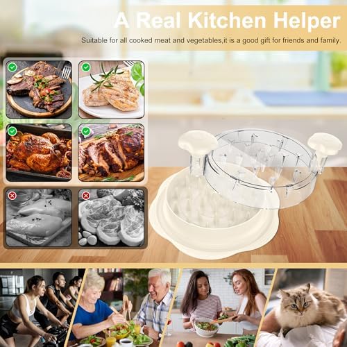 Chicken Shredder Tool Twist Large Meat Shredder with Brush&Fork, Beige