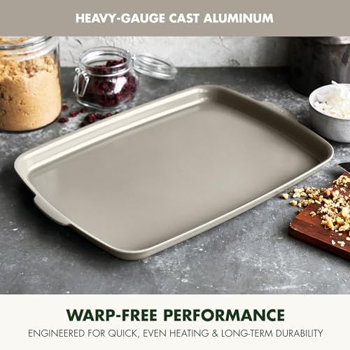 GreenPan Premiere Ovenware Healthy Ceramic Nonstick 18" x 13" Half Rectangular Baking Pan, PFAS-Free, Warp-Free Bakeware, Durable Quick Heating Tray, Oven Safe to 600F, Dishwasher Safe, Taupe