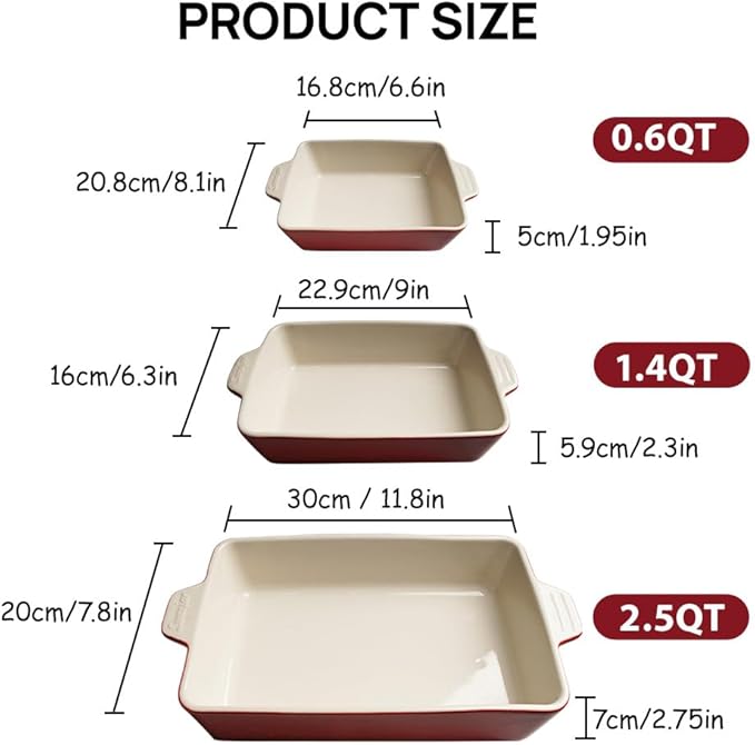 Sweejar Ceramic Bakeware Set, Rectangular Baking Dish - Image 6