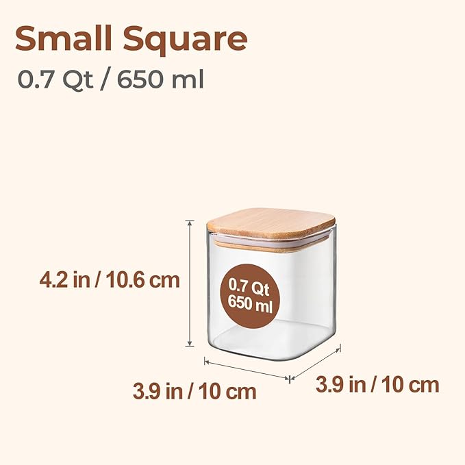 ComSaf 0.7 Qt Glass Food Storage Jars Set of 4, Pantry Organization Jar - Image 2