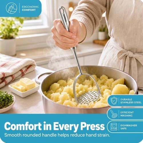 Millvado Potato Masher Stainless Steel, Mashed Potatoes - 12.5 In. Utensil