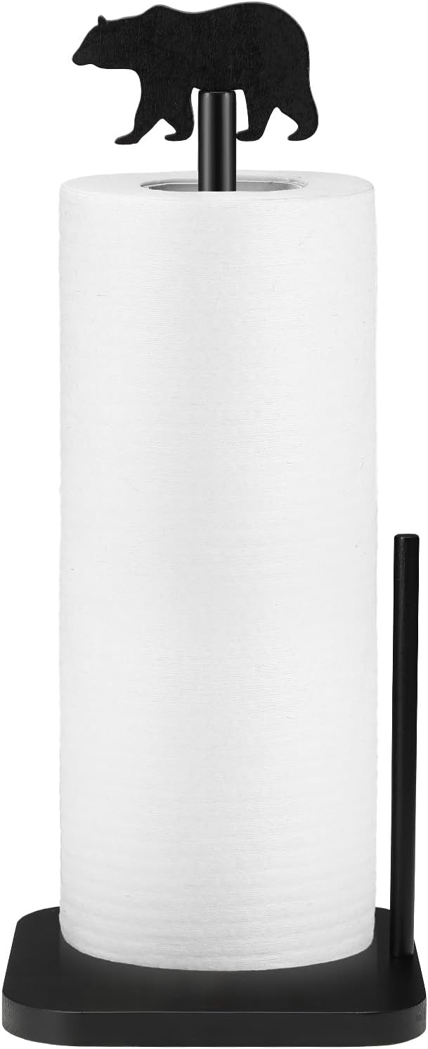 Leinuosen Cabin Bear Paper Towel Holder Farmhouse Bear Wooden Paper Towel by Leinuosen
