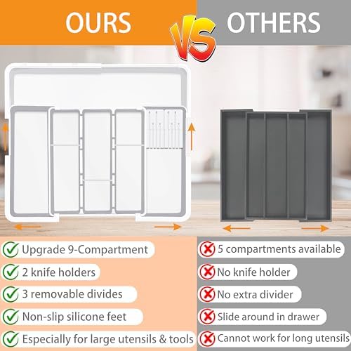 Homecor Kitchen Drawer Organizer Large Expandable Utensil Organizer