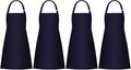 Jubatus 4 Pack Bib Aprons with 2 Pockets Cooking Chef Kitchen Apron by Jubatus
