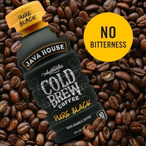 Java House Cold Brew Coffee Ready to Drink Bottles - Pure Black - 6 Pack of 8oz Bottles - 100% Arabica Coffee