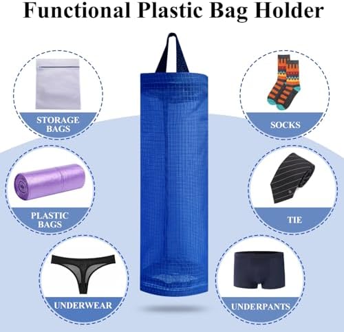 TOGETRUE Plastic Bag Holder, Mesh Grocery Bag Holder Hanging Storage Bag Dispenser (Navy Blue 2 Packs)