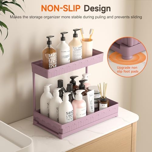 Sevenblue 3-Pack 2-Tier L-Shaped Under Sink Organizers with Sliding Drawers