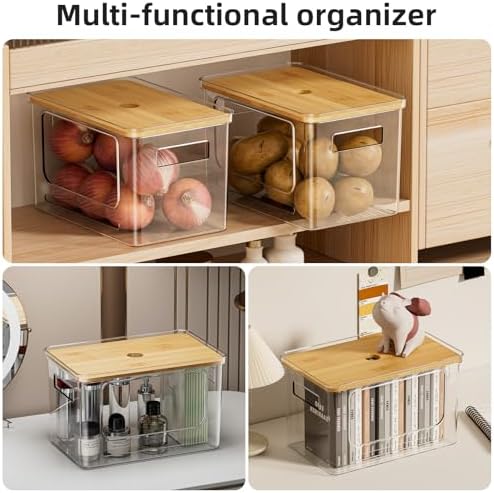 Trash Bag Holder Dispenser,Plastic Under Sink Organizer,Bamboo lid,Set of 2
