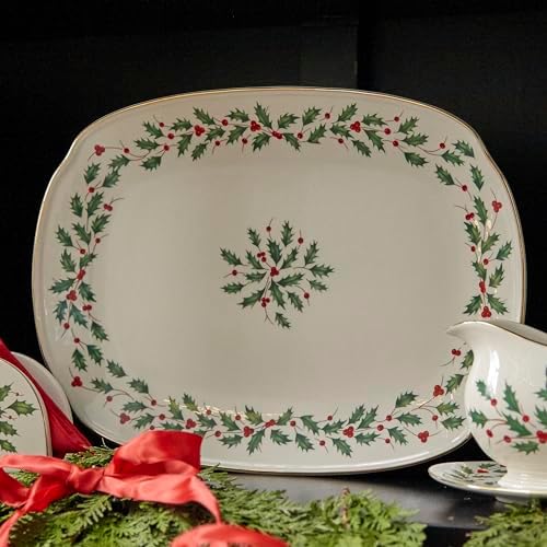 Lenox Holiday Porcelain Oblong Christmas Serving Platter