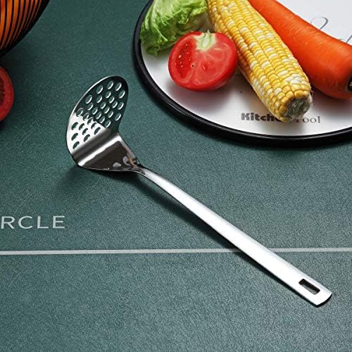 Stainless Steel Potato Masher, Berglander Heavy Duty Metal Potato Ricer, Food Masher Utensil Hand Masher, Vegetables Fruits Versatile Masher, Heat Resistant, Dishwasher Safe, Easy to Clean