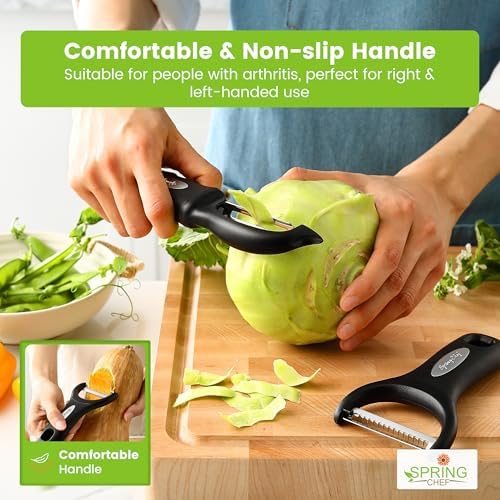 Spring Chef Swivel Potato Peeler & Julienne Vegetable Peeler w/Soft Handle