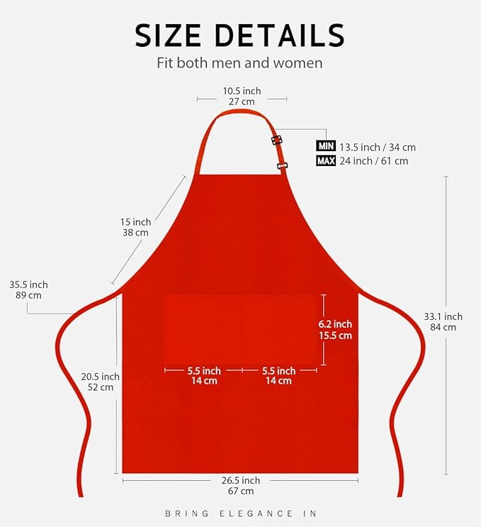 Syntus 12 Pack Bib Apron, Unisex Aprons Adjustable Waterdrop Resistant - Image 2