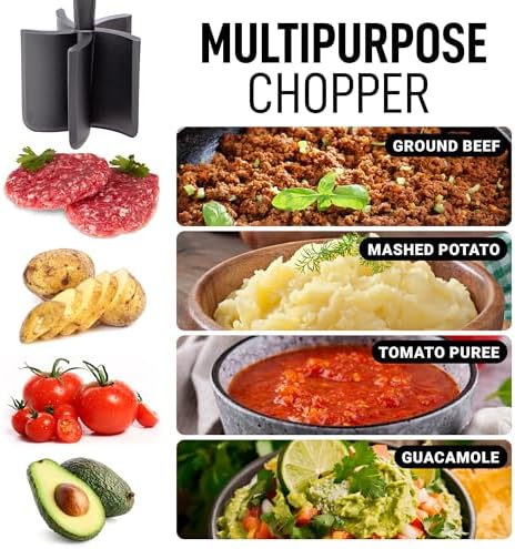 Zulay Kitchen Ground Beef Chopper Tool – Hamburger Smasher & Meat Chopper for Ground Beef – Heat Resistant Food-Grade Nylon – Black