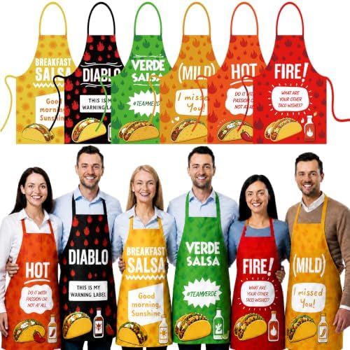 Lebaley 6 Pcs Halloween Taco Sauce Group Costume Set, Spicy Apron Costume