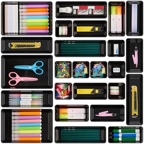 Vtopmart 25 Pack Plastic Drawer Organizers with Non-slip Rubber Pads